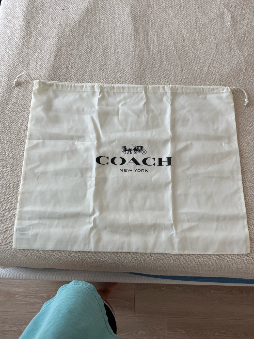 Coach White Drawstring Logo Dust Bag with Black Print